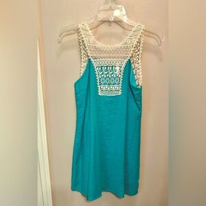 Sage Sleeveless Crochet Dress